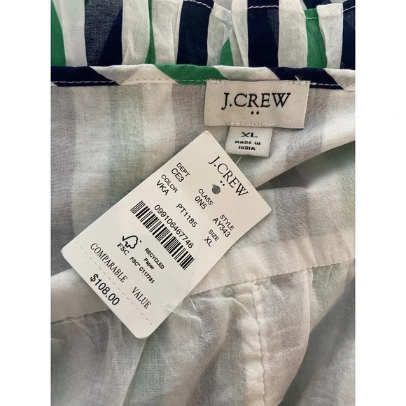 NWT J.Crew Maxi Dress White Navy Blue Green Stripe Extra Large XL New - Picture 4 of 6